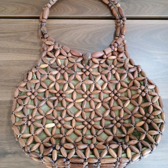 Handcrafted Wooden Beaded Hand Bag - Picture 3 of 6